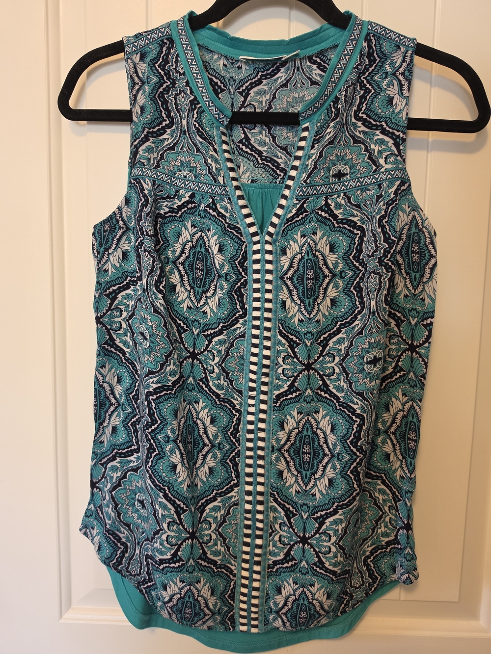 Ricki's Sleeveless Teal Patterned Women's Top